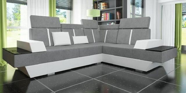 JVmoebel Ecksofa Design Wohnlandschaft Sofa Ecksofa USB Stoff Textil Leder, günstig online kaufen