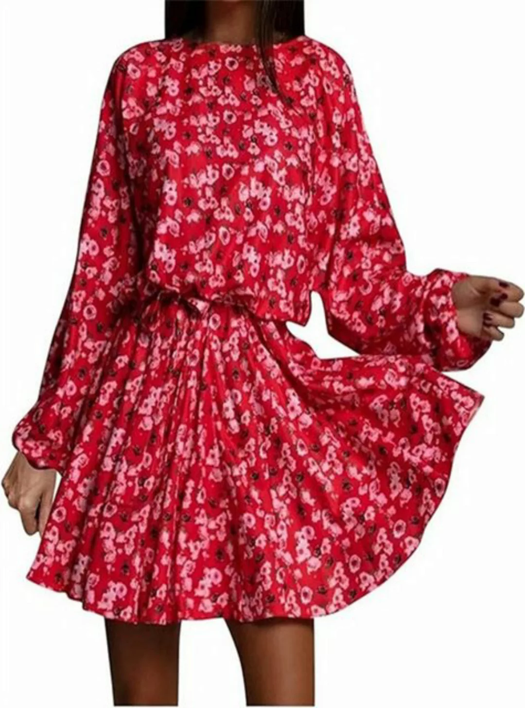 AFAZ New Trading UG Sommerkleid Langärmliges, bedrucktes Damenkleid mit Tai günstig online kaufen