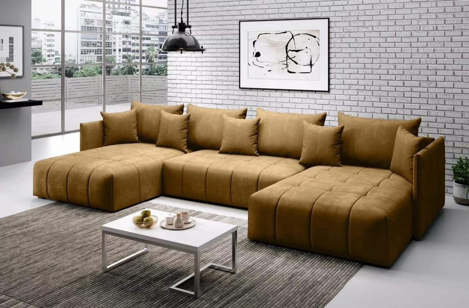 Furnix Wohnlandschaft U-Form-Sofa ANDORE U Wohnzimmersofa mit Schlaffunktio günstig online kaufen