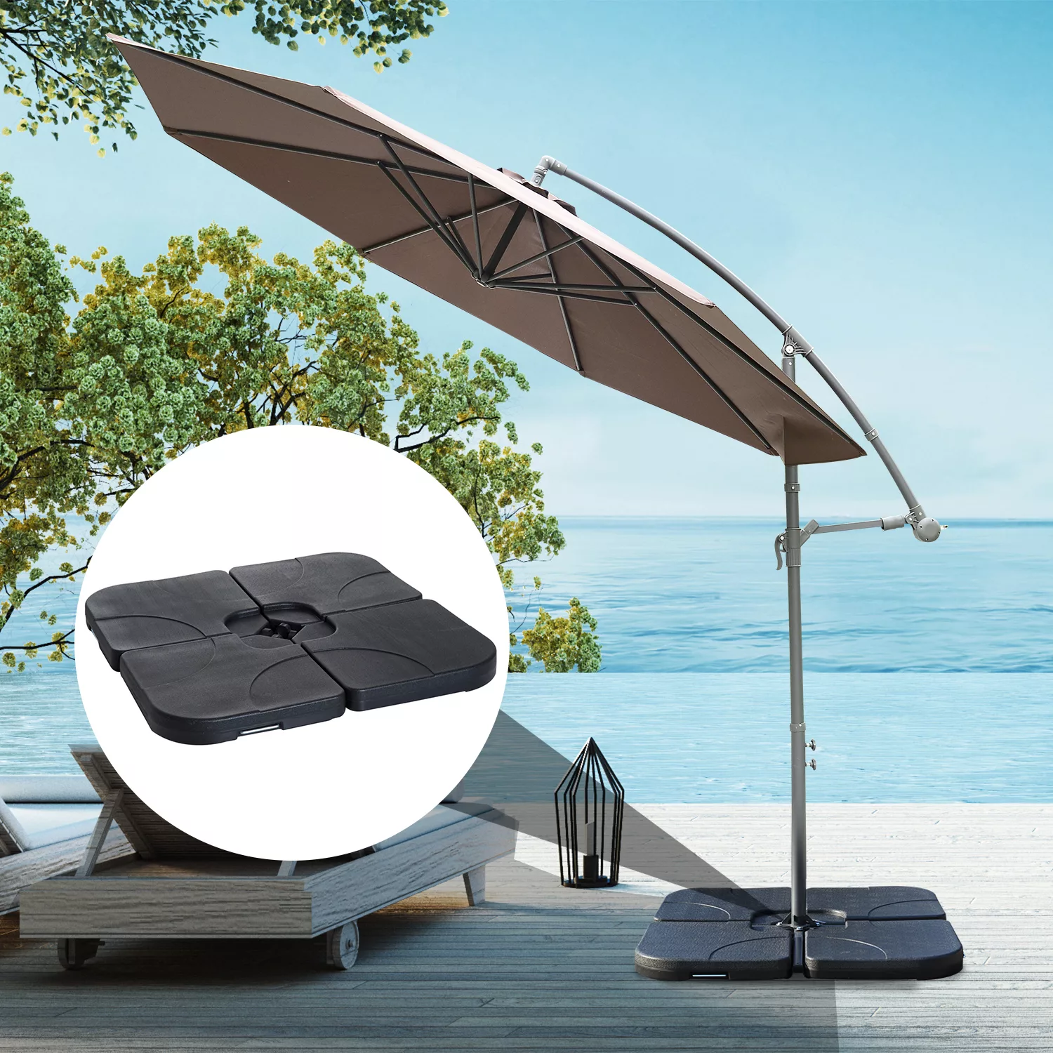 Outsunny Sonnenschirmständer  Befüllbarer Schirmfuß für Bodenkreuz, 4-teili günstig online kaufen