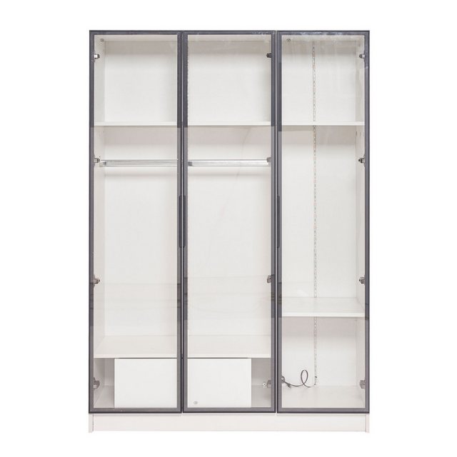 EXTSUD Kleiderschrank Geräumiger weißer Kleiderschrank mit 3 Glastüren (1-S günstig online kaufen