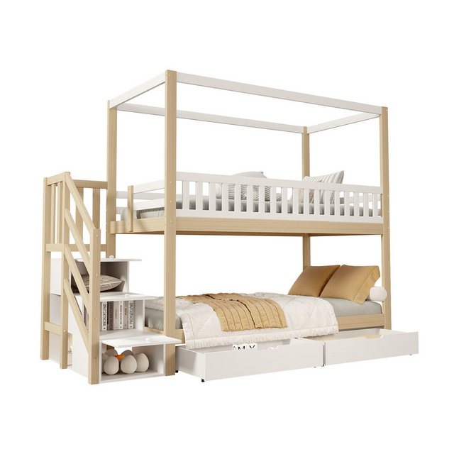 MODFU Etagenbett Etagenbett,Kinderbett,Massivholz-Doppelbett (Funktionsbett günstig online kaufen