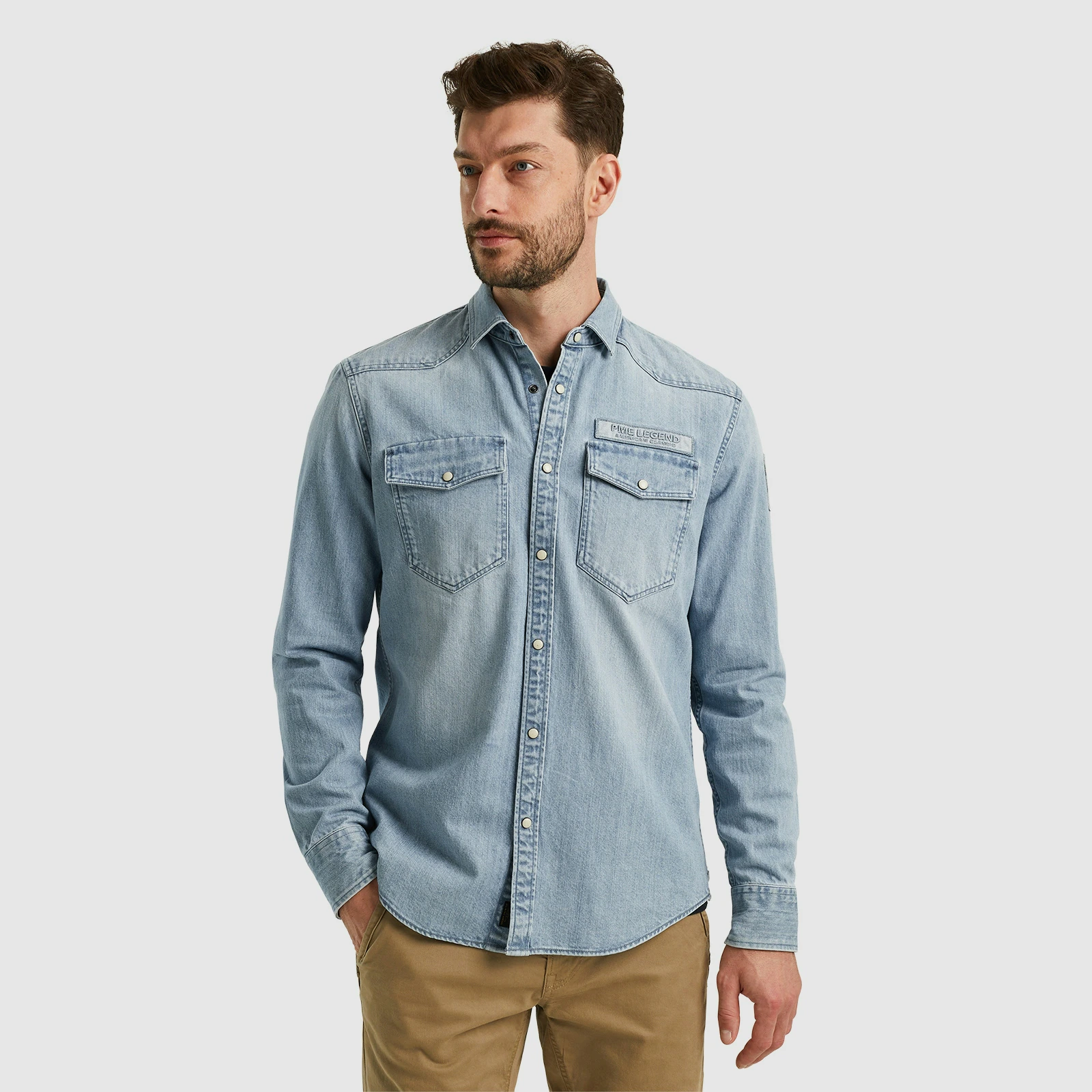 PME LEGEND Jeanshemd "Long Sleeve Shirt Bleach Indigo denim", mit Kentkrage günstig online kaufen