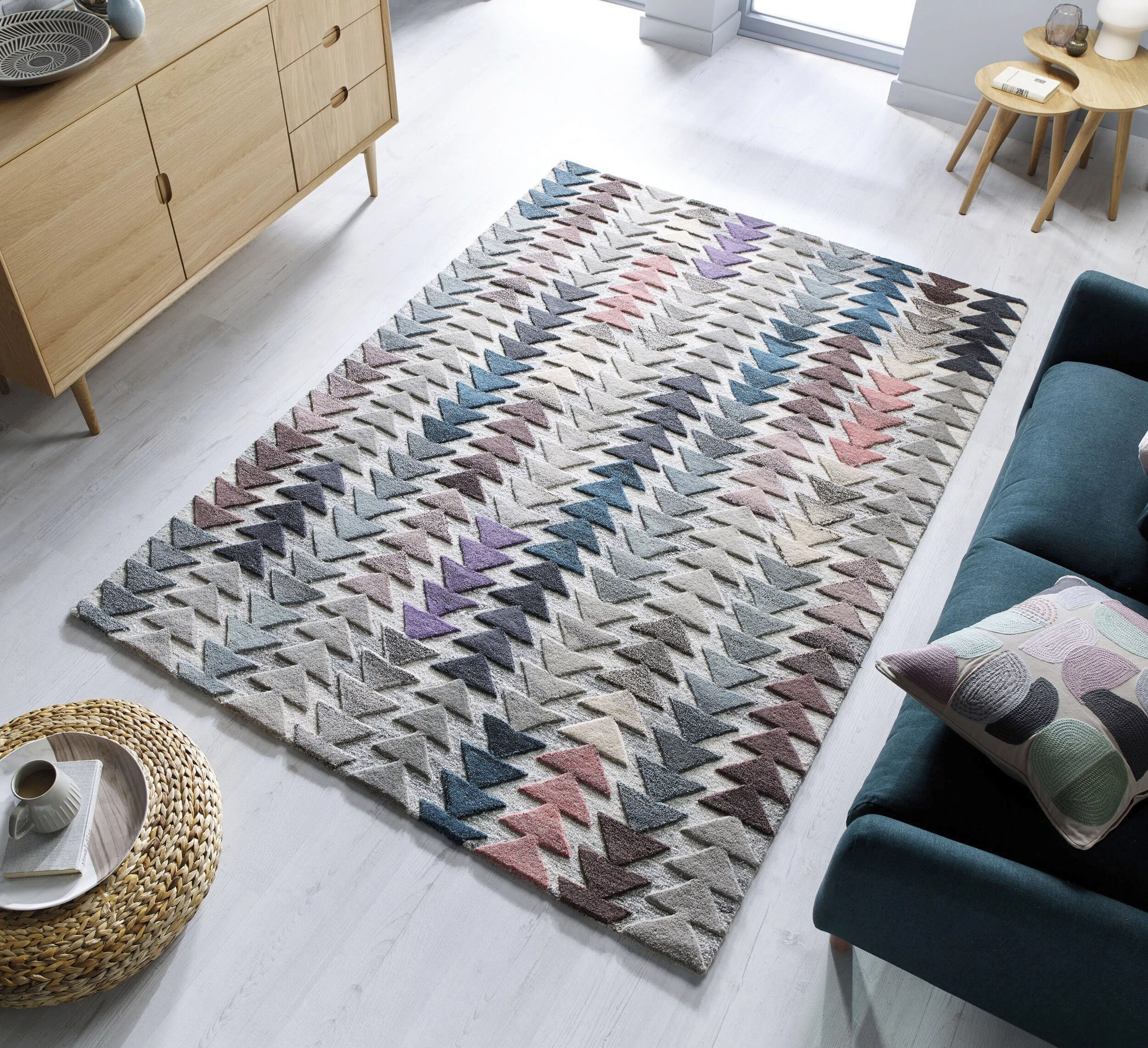 FLAIR RUGS Wollteppich »Archer«, rechteckig, 10 mm Höhe, geometrisches Desi günstig online kaufen