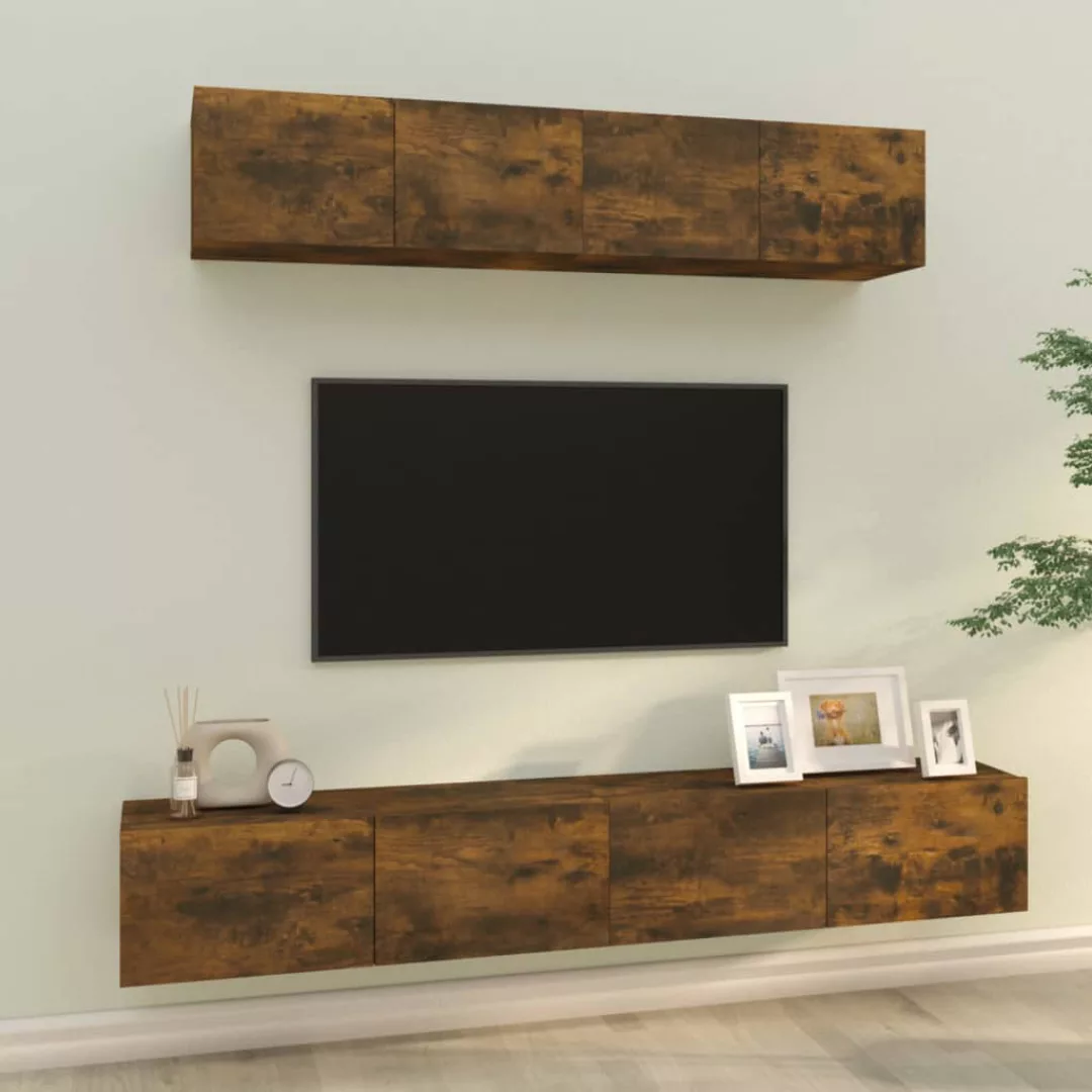 Vidaxl 4-tlg. Tv-schrank-set Räuchereiche Holzwerkstoff günstig online kaufen