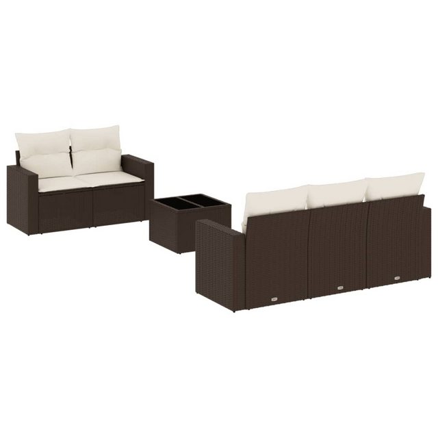 vidaXL Sofaelement 6-tlg. Garten-Sofagarnitur mit Kissen Braun Poly Rattan günstig online kaufen