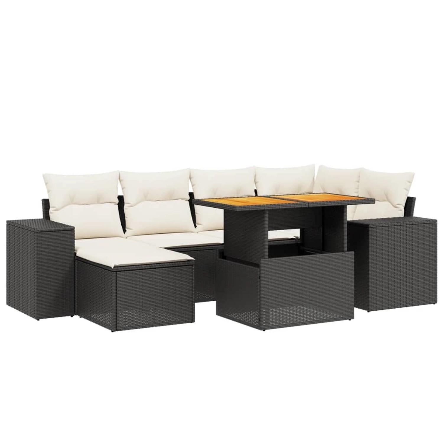 vidaXL 7-Tlg Garten-Sofagarnitur mit Kissen Schwarz Poly Rattan 3275926 günstig online kaufen