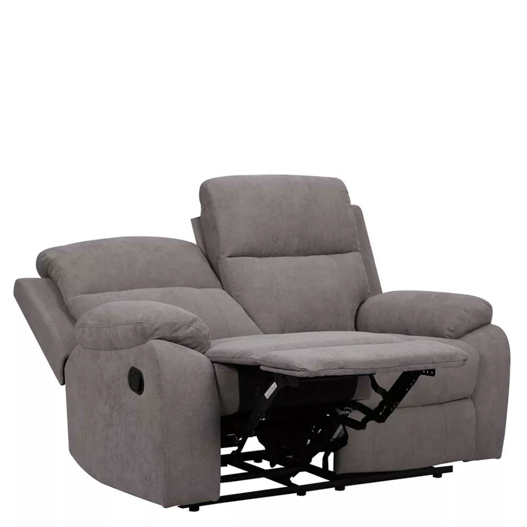 Zweier Sofa mit Relaxfunktion in Grau Stoff 144 cm breit günstig online kaufen