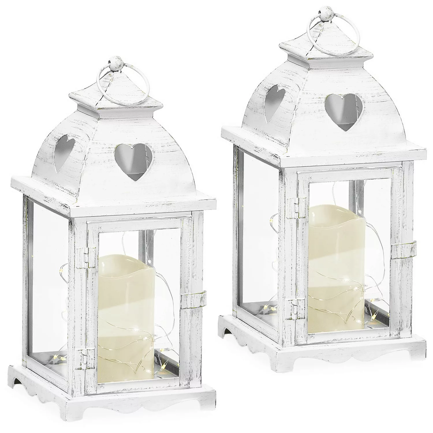 Gartenfreude Laterne Metall Lampe 2er-Set mit LED Kerze weiß günstig online kaufen