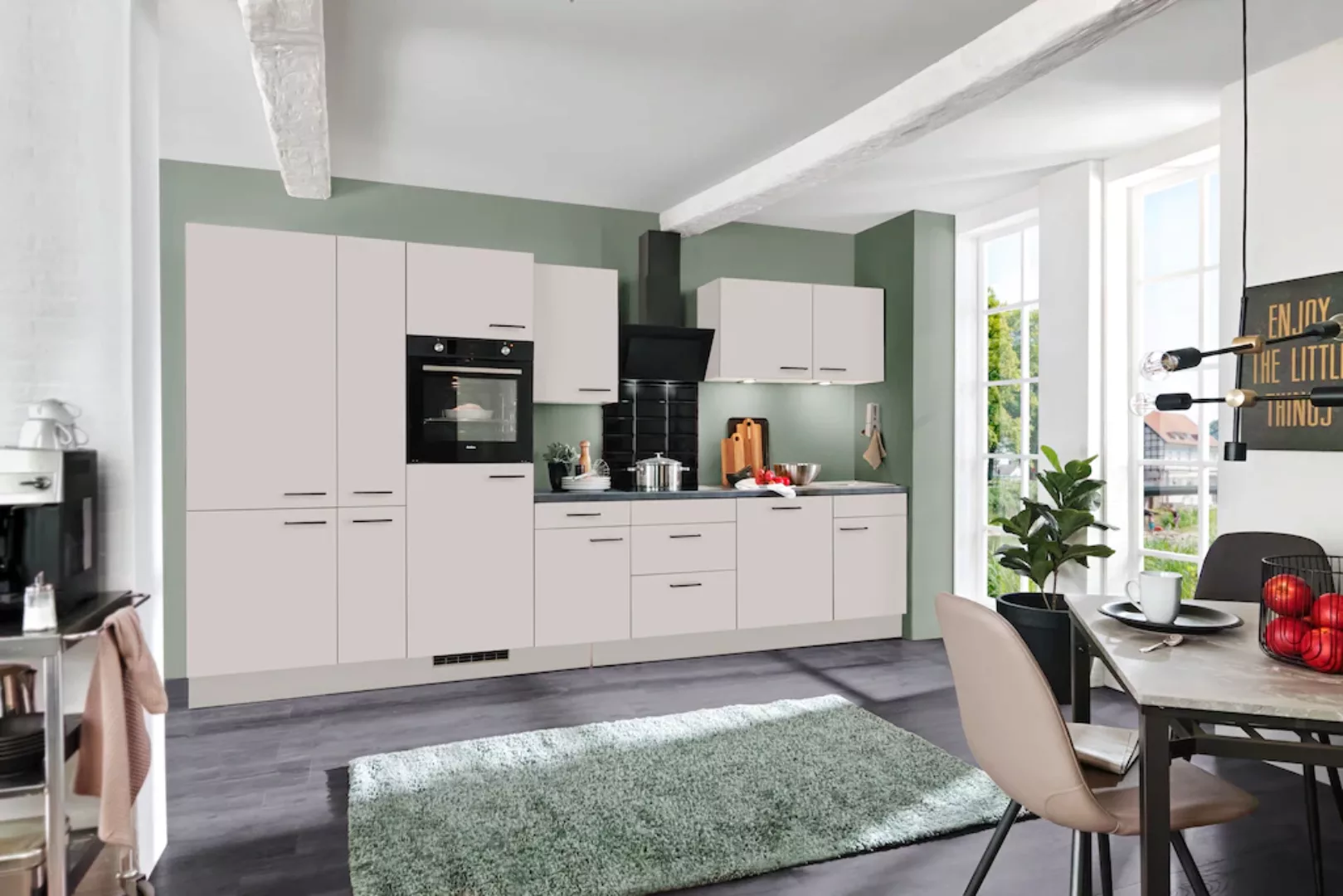 wiho Küchen Küche "Nisos", Soft-Close, 370 cm, Backofen matt schwarz, Teles günstig online kaufen