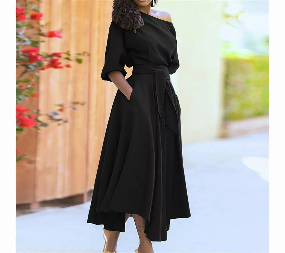 AFAZ New Trading UG Druckkleid Einfarbiges Damenkleid mit Trägern und Taill günstig online kaufen