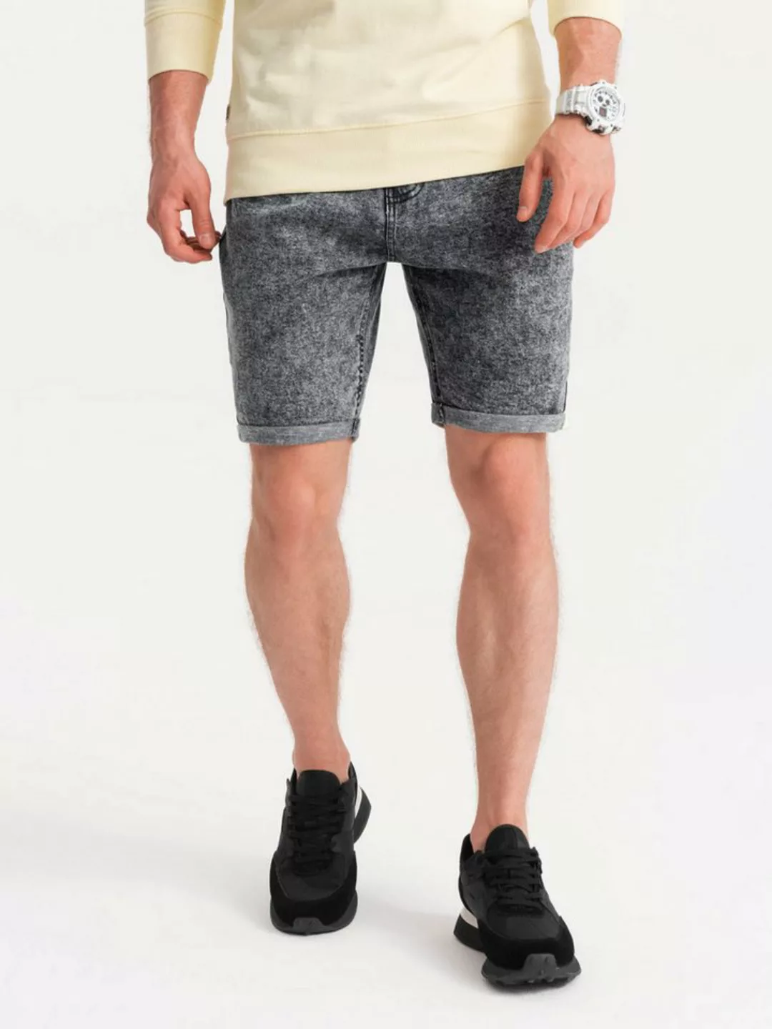 OMBRE Jeansshorts Marmorierte Denim-Shorts für Männer günstig online kaufen