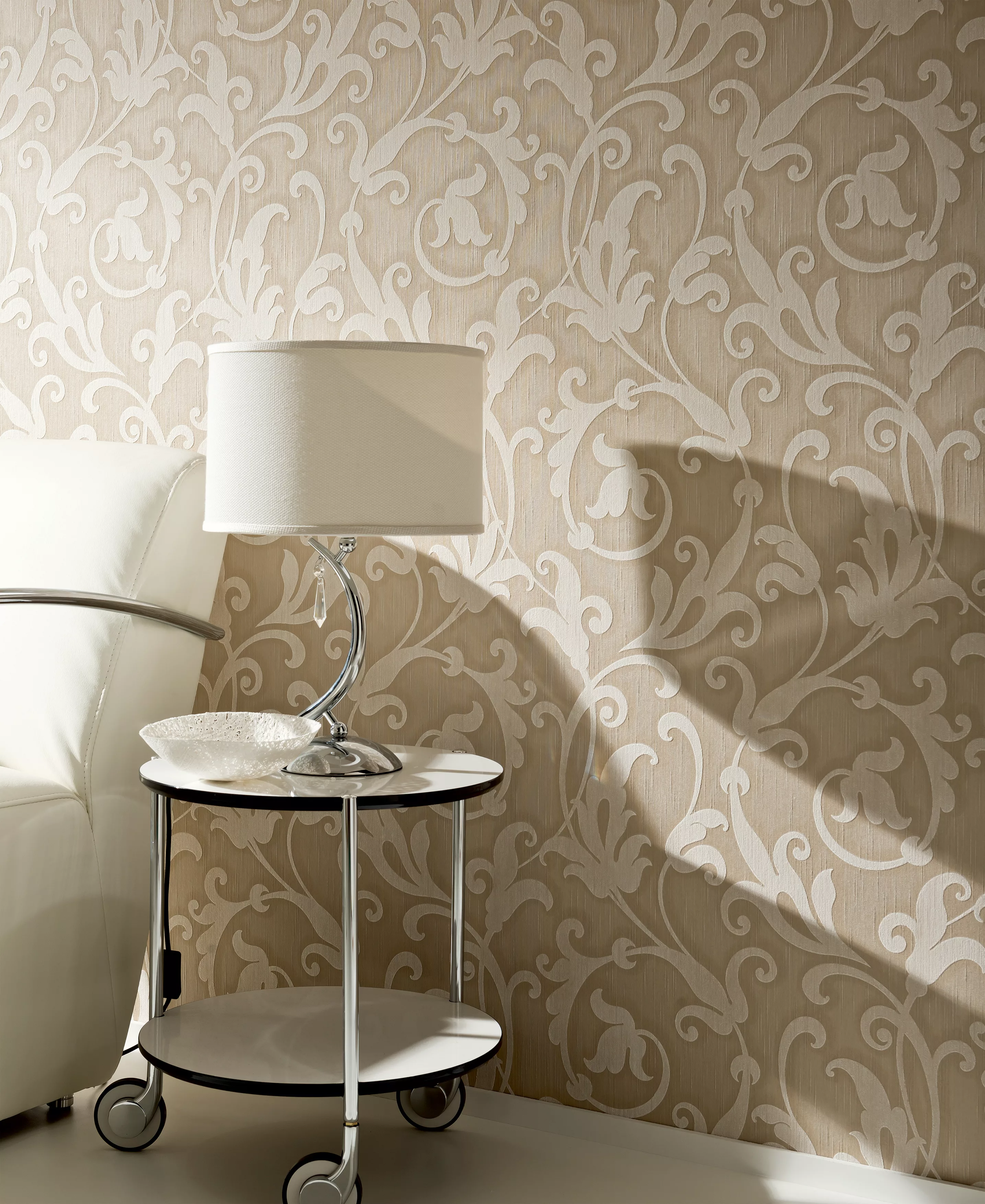 Bricoflor Ranken Tapete in Creme Beige Elegante Ornament Vliestapete mit Te günstig online kaufen