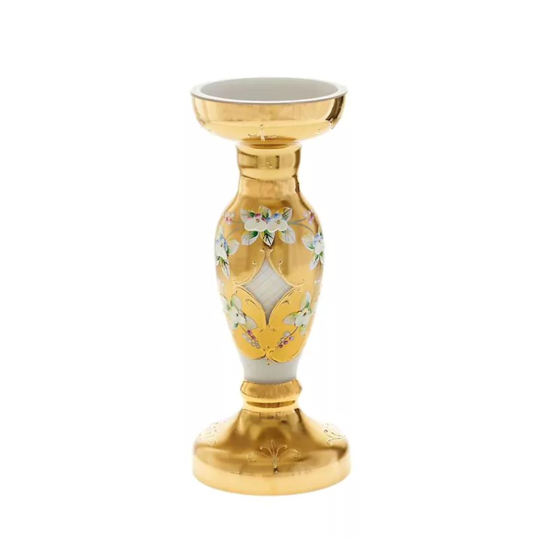 Kerzenhalter White Queen 21,5 cm, Weiß/Gold, aus Glas günstig online kaufen