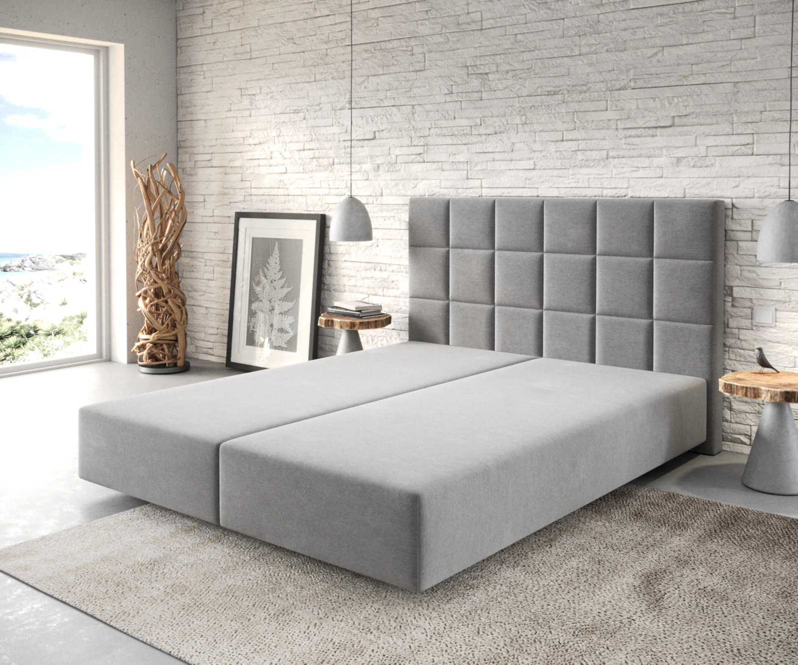 DELIFE Boxspringbett Dream-Fine, Mikrofaser Grau 160x200 cm günstig online kaufen