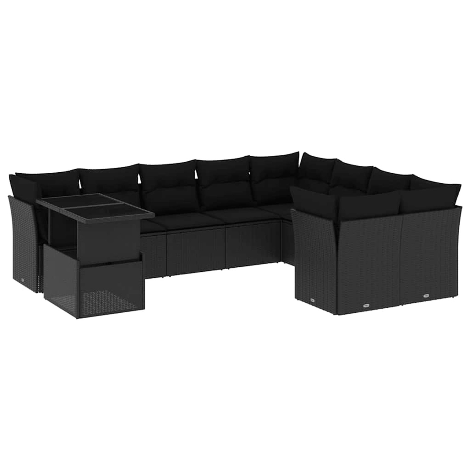 vidaXL 10-Tlg Garten-Sofagarnitur mit Kissen Schwarz Poly Rattan 3266845 günstig online kaufen