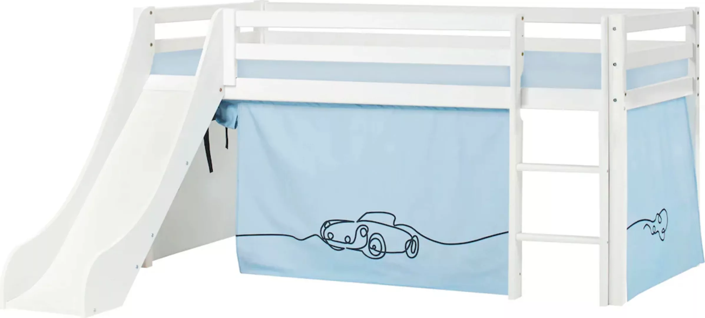 Hoppekids Hochbett ""Cars"", Rutsche & Vorhang Blau und viel Auswahl günstig online kaufen