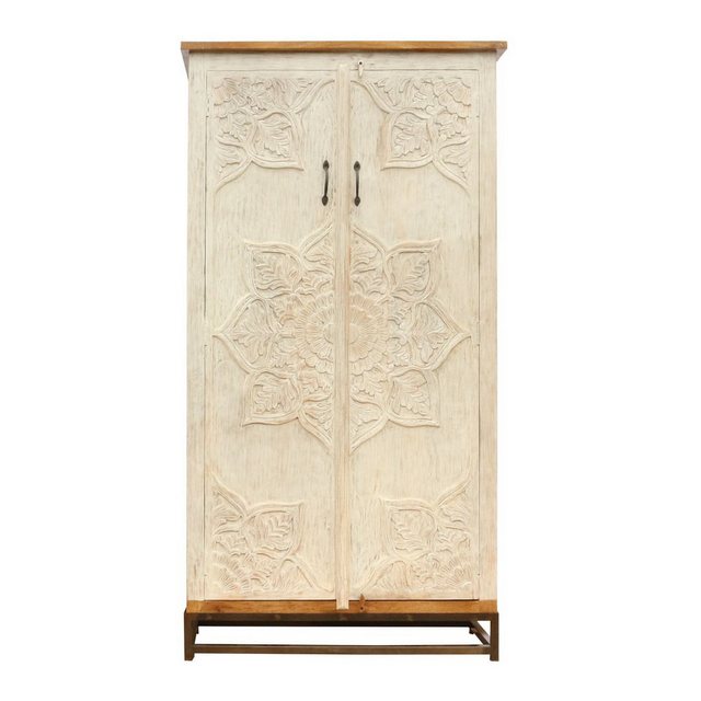 Oriental Galerie Mehrzweckschrank Braun Weißer Schrank Jaspal Indien 190cm günstig online kaufen