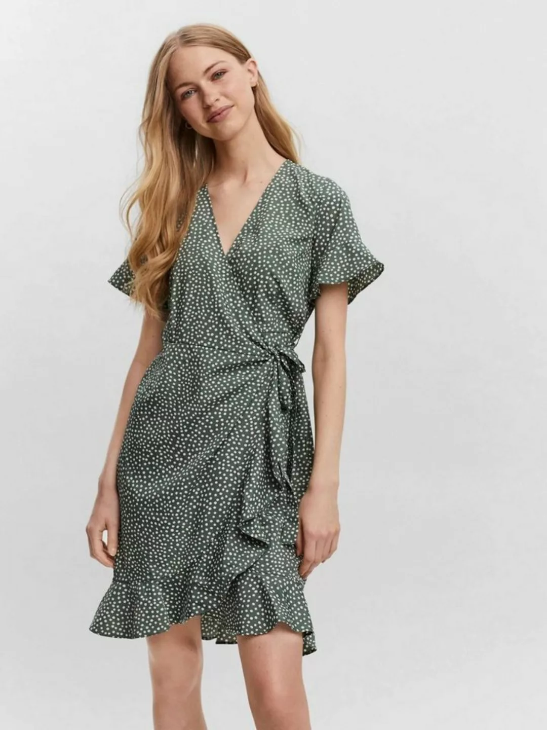 Vero Moda Shirtkleid Kurzes Wickel Kleid mit Rüschen VMHENNA (kurz) 5757 in günstig online kaufen