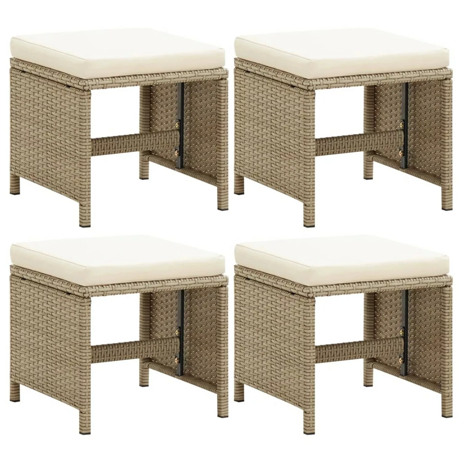 Vidaxl Gartenhocker 4 Stk. Mit Sitzkissen Poly Rattan Beige günstig online kaufen