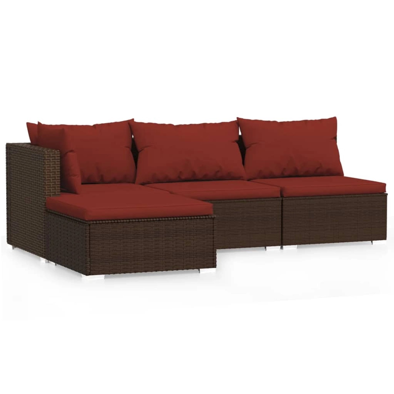 vidaXL 4-tlg Garten-Lounge-Set mit Kissen Braun Poly Rattan Modell 3 günstig online kaufen