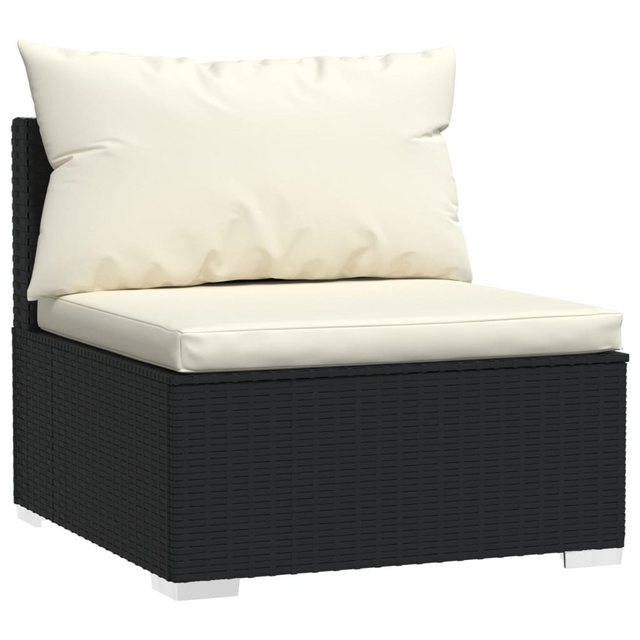 Vidaxl Garten-mittelsofa Mit Kissen Schwarz Poly Rattan günstig online kaufen