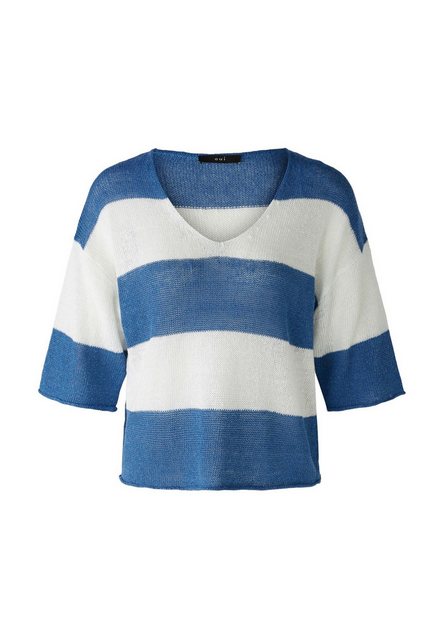 Oui V-Ausschnitt-Pullover Pullover Leinen-Viskosemischung günstig online kaufen