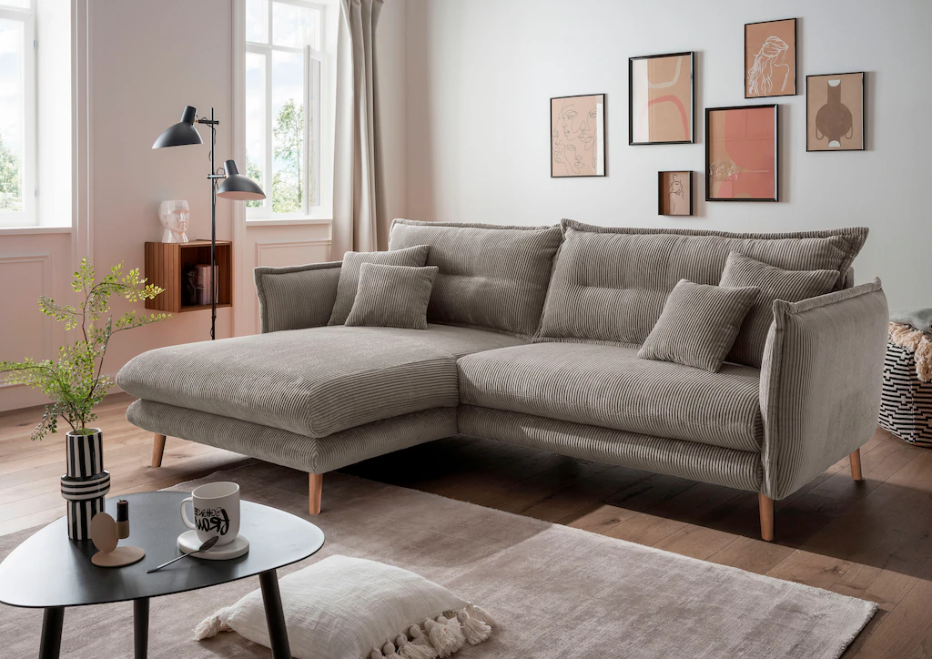 INOSIGN Ecksofa "Lazio modern und bequem, schmale Armlehnen, tolle Detailve günstig online kaufen