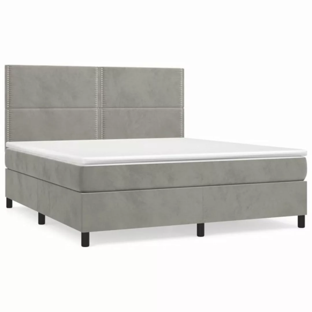 furnicato Bett Boxspringbett mit Matratze Hellgrau 180x200 cm Samt günstig online kaufen