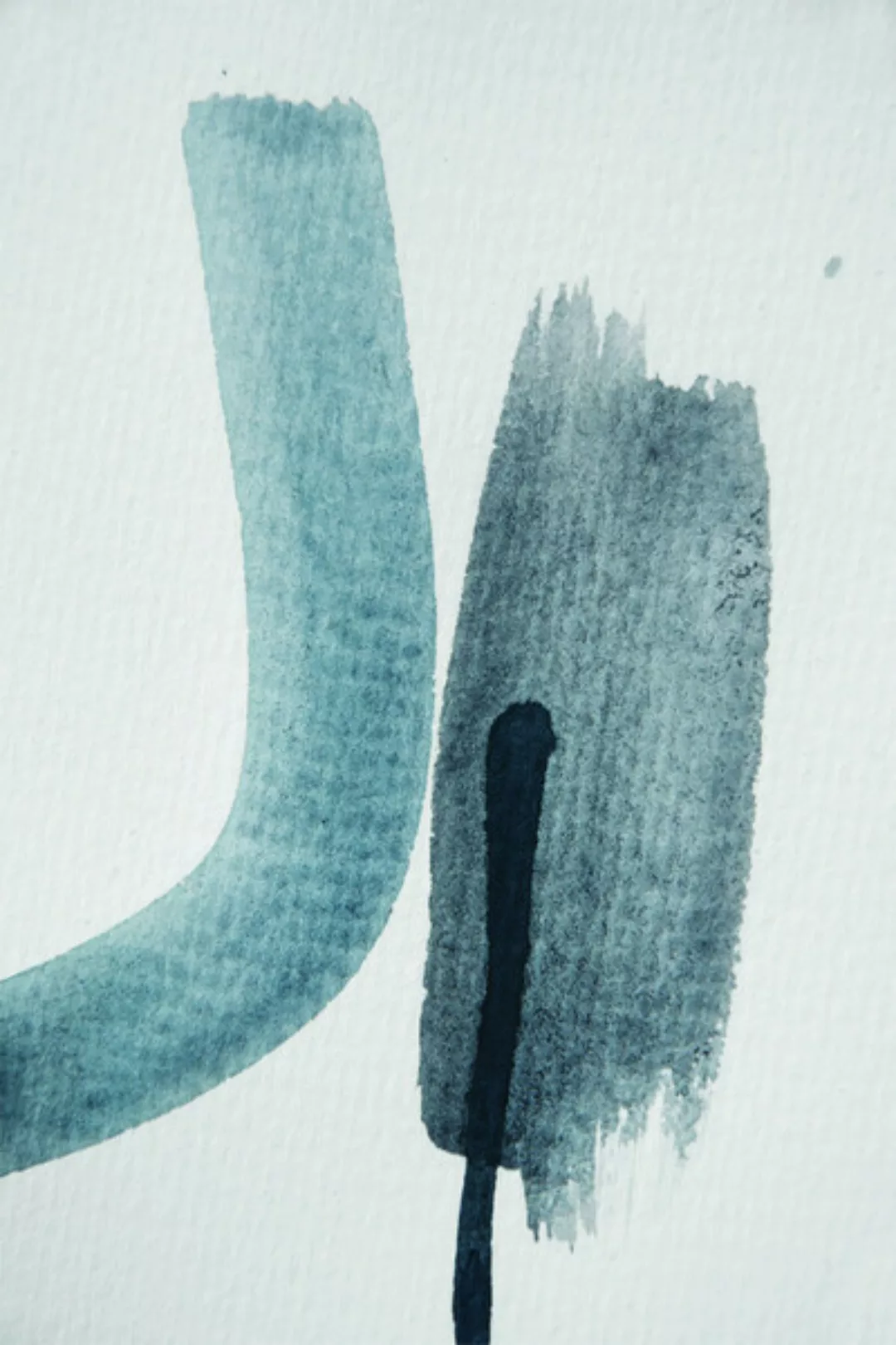 Poster / Leinwandbild - Aquarelle Meets Pencil - Blue And Black günstig online kaufen
