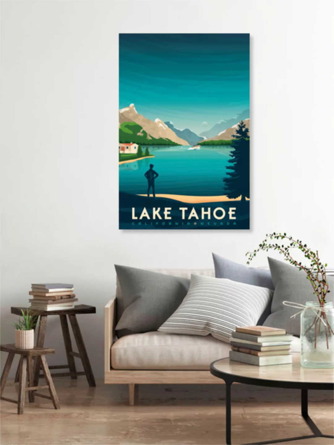 Poster / Leinwandbild - Lake Tahoe Vintage Travel Wandbild günstig online kaufen