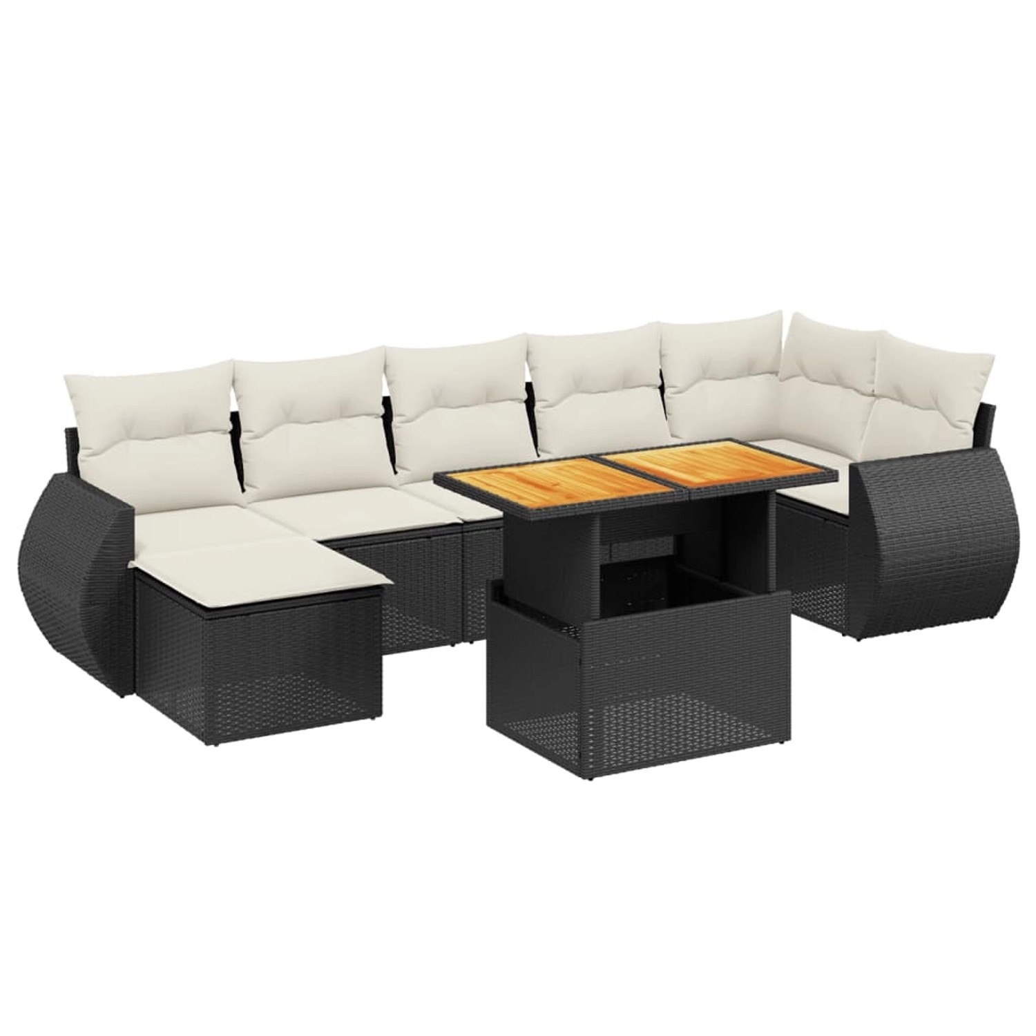 vidaXL 8-Tlg Garten-Sofagarnitur mit Kissen Schwarz Poly Rattan 3272302 günstig online kaufen