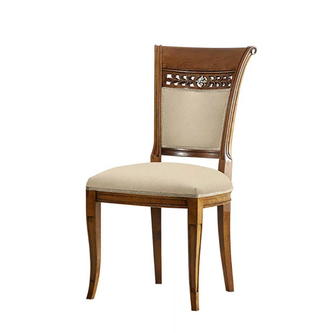 Stilmöbel Stuhl in italienischem Design Beige und Buche braun günstig online kaufen