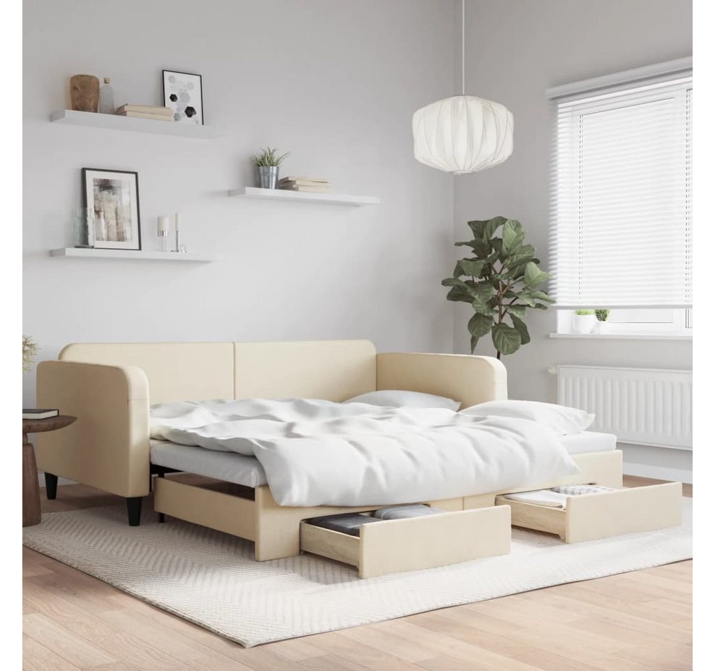 vidaXL Gästebett Gästebett Tagesbett Ausziehbar mit Schubladen Creme 100x20 günstig online kaufen