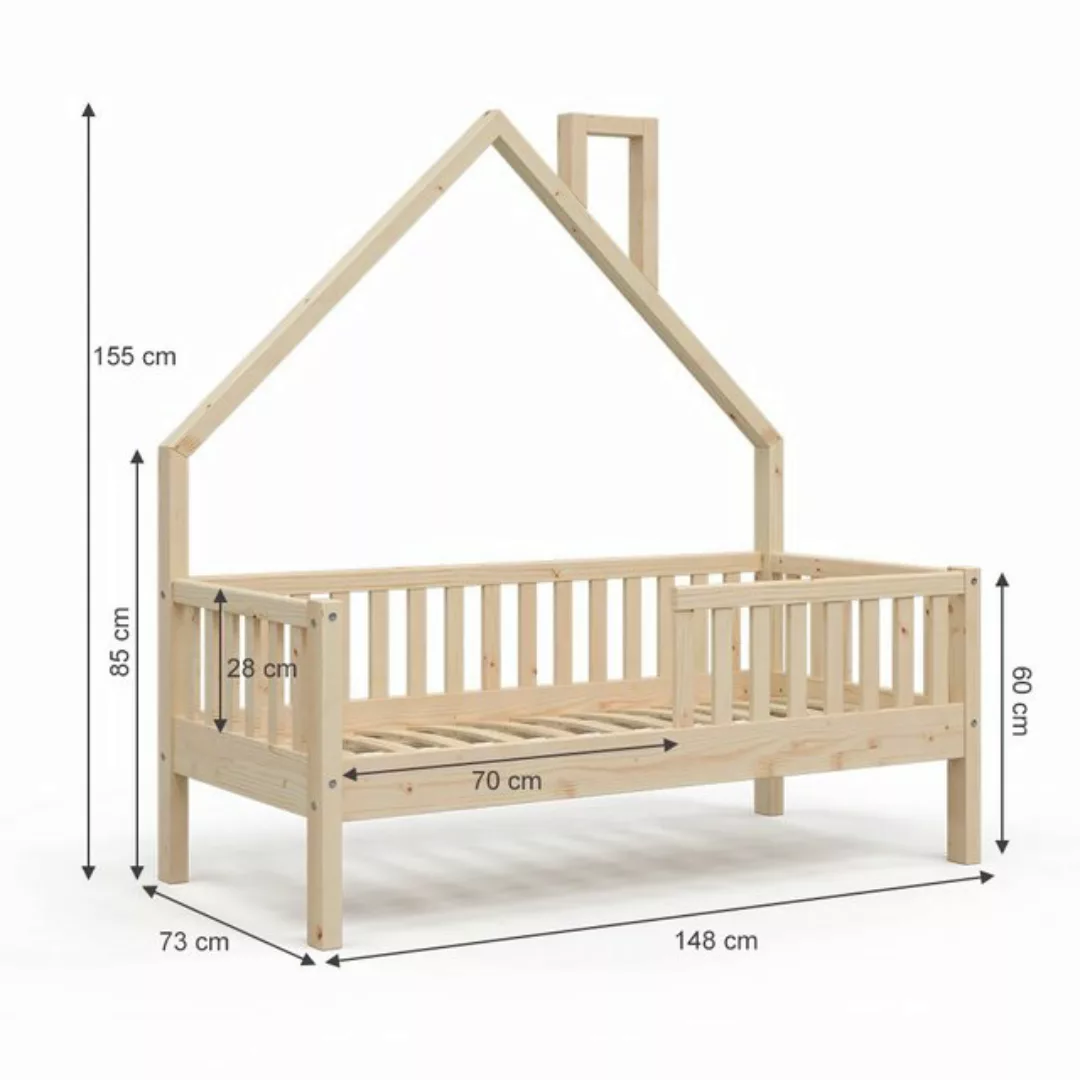 VitaliSpa® Hausbett Kinderbett Spielbett Noemi 70x140cm Natur Matratze günstig online kaufen