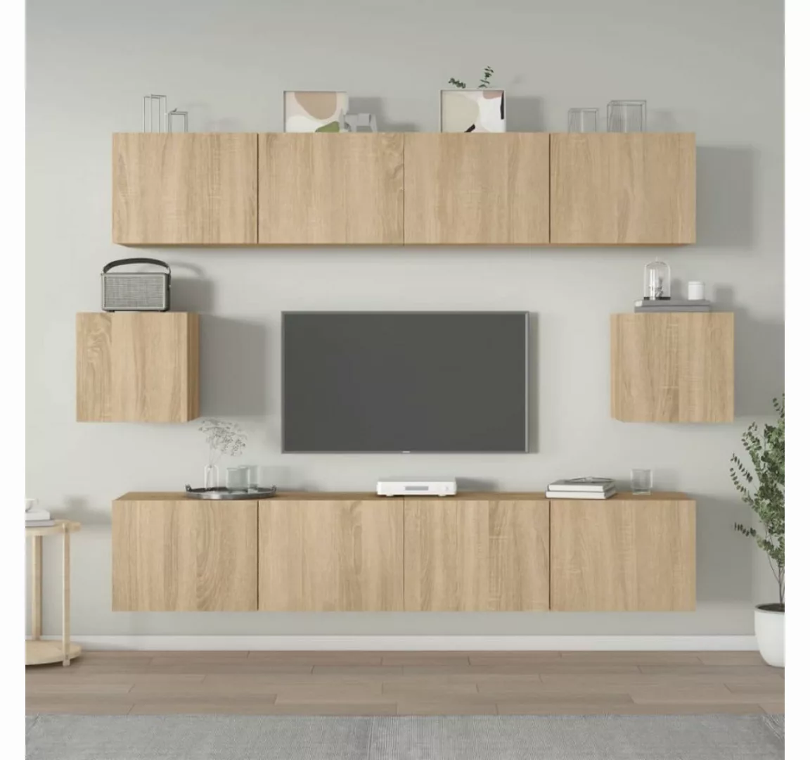furnicato TV-Schrank 6-tlg. TV-Schrank-Set Sonoma-Eiche Holzwerkstoff günstig online kaufen