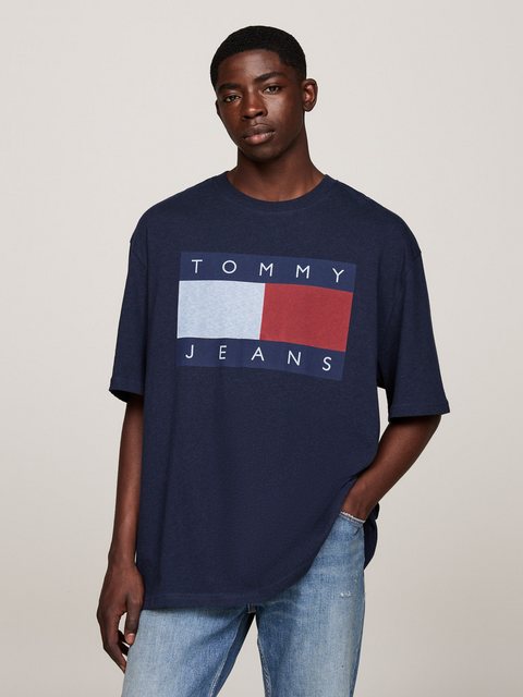 Tommy Jeans T-Shirt "TJM RLX MELANGE FLAG TEE", mit grpßem Logo-Druck günstig online kaufen