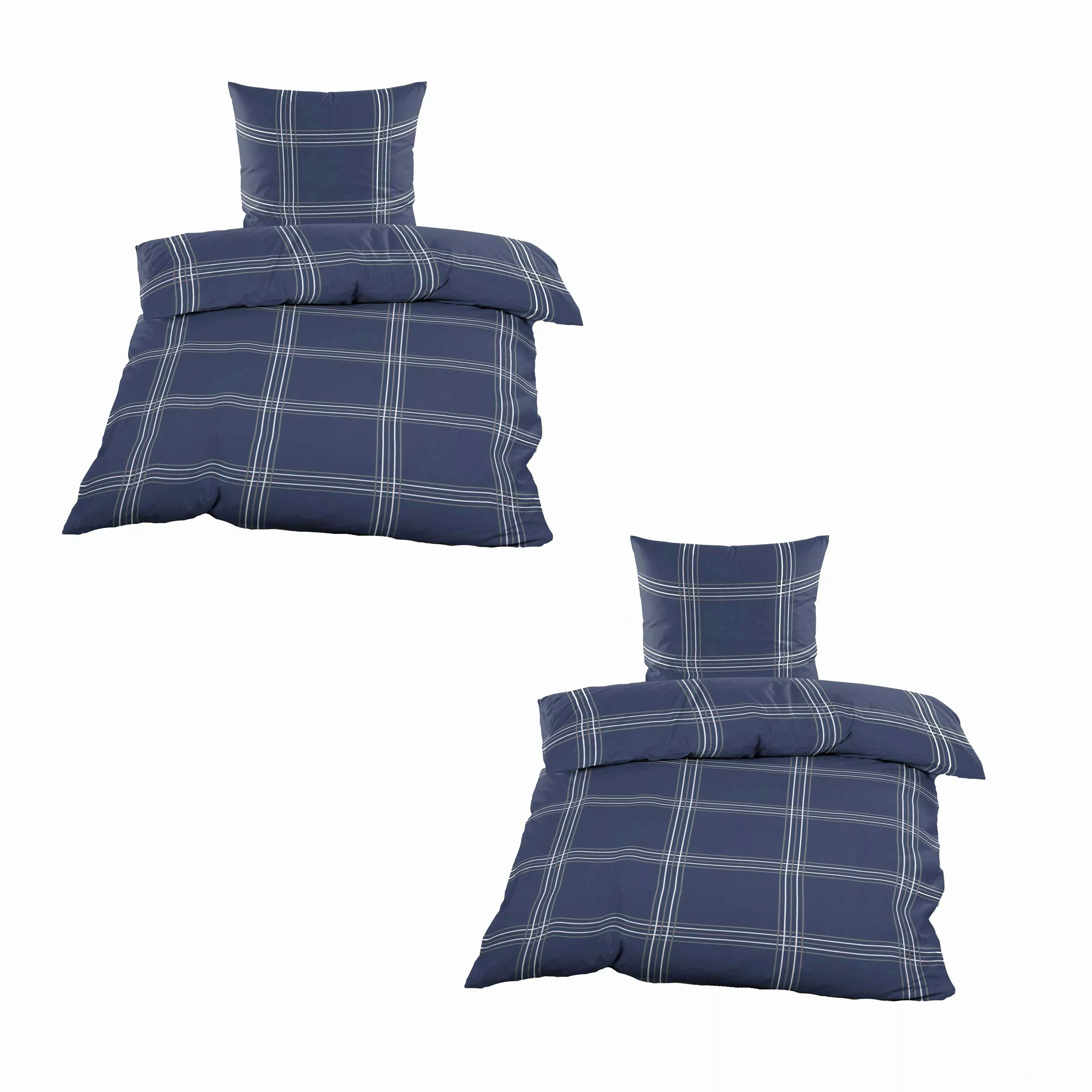 Casa Colori Bettwäsche Kariert Marineblau 135x200 günstig online kaufen