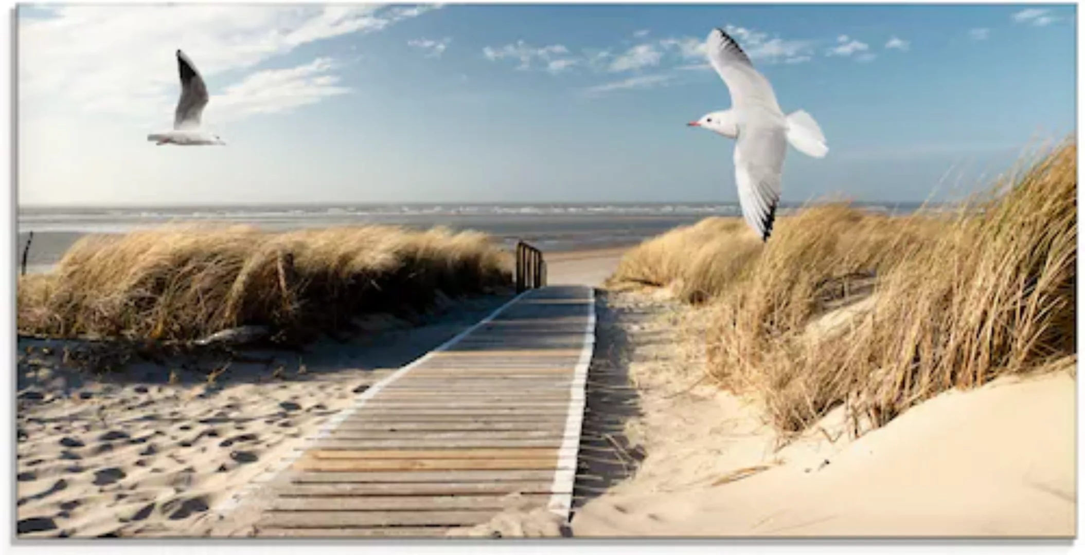 Artland Glasbild "Nordseestrand auf Langeoog mit Möwen", Strand, (1 St.), i günstig online kaufen
