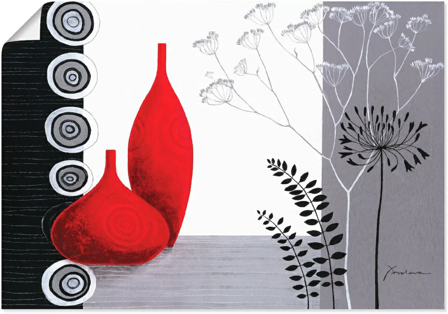 Artland Wandbild "Rote Vasen", Vasen & Töpfe, (1 St.) günstig online kaufen