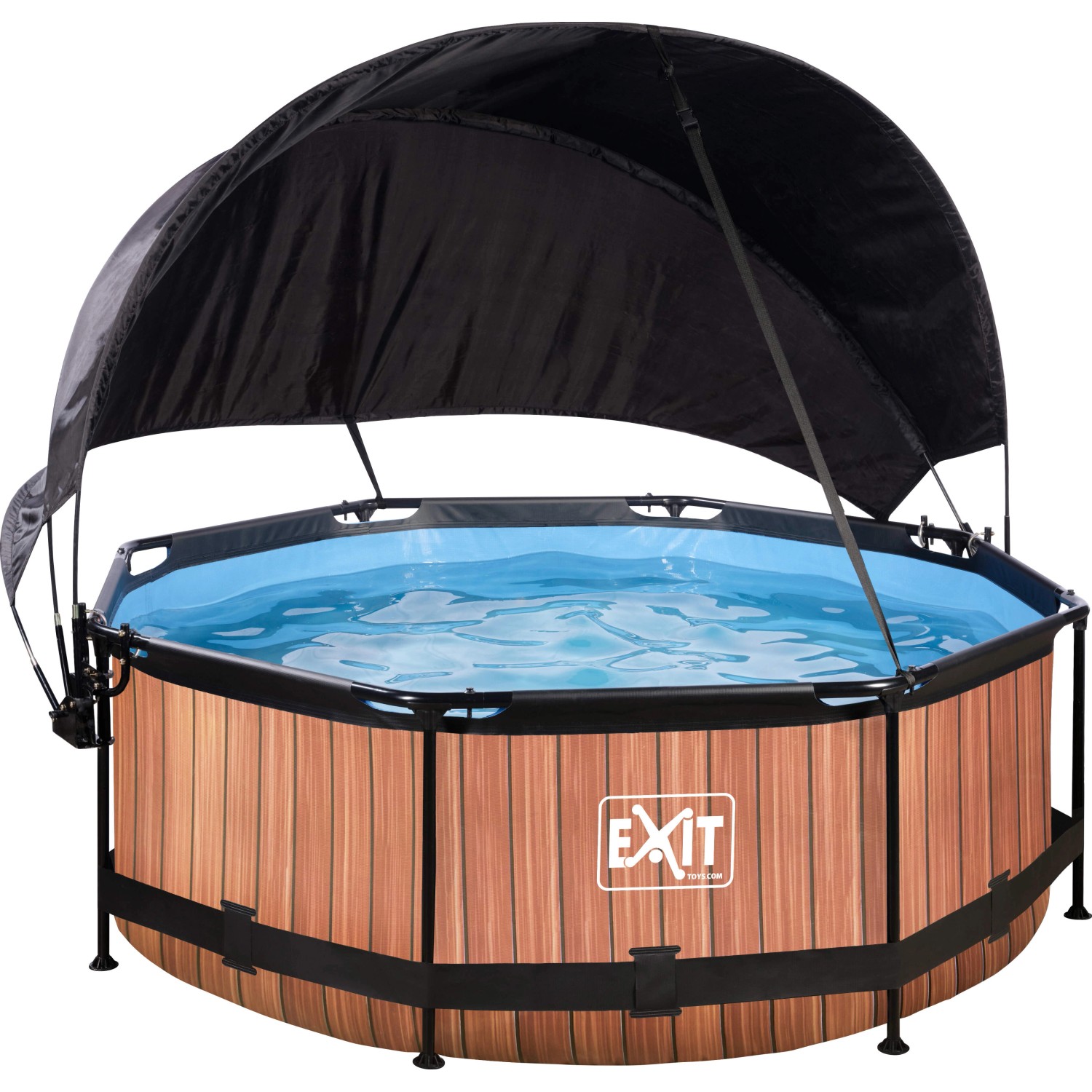 EXIT Wood Pool Braun ø 244 x 76 cm m. Filterpump u. Sonnensegel günstig online kaufen