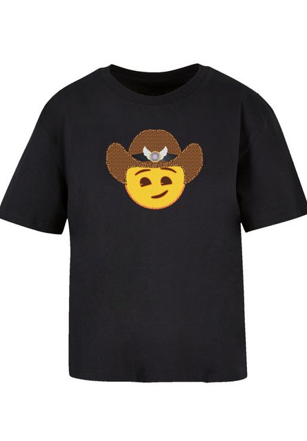 emoji couture T-Shirt Smiling sequin yellow face cowboy hat Premium Qualitä günstig online kaufen