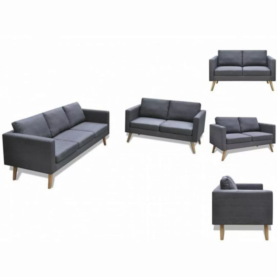 Sofa Set 2-sitzer Und 3-sitzer Stoff Dunkelgrau günstig online kaufen