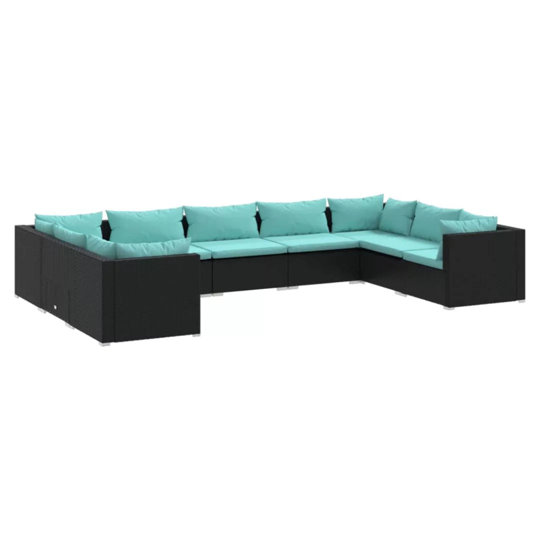 Vidaxl 9-tlg. Garten-lounge-set Mit Kissen Poly Rattan Schwarz günstig online kaufen