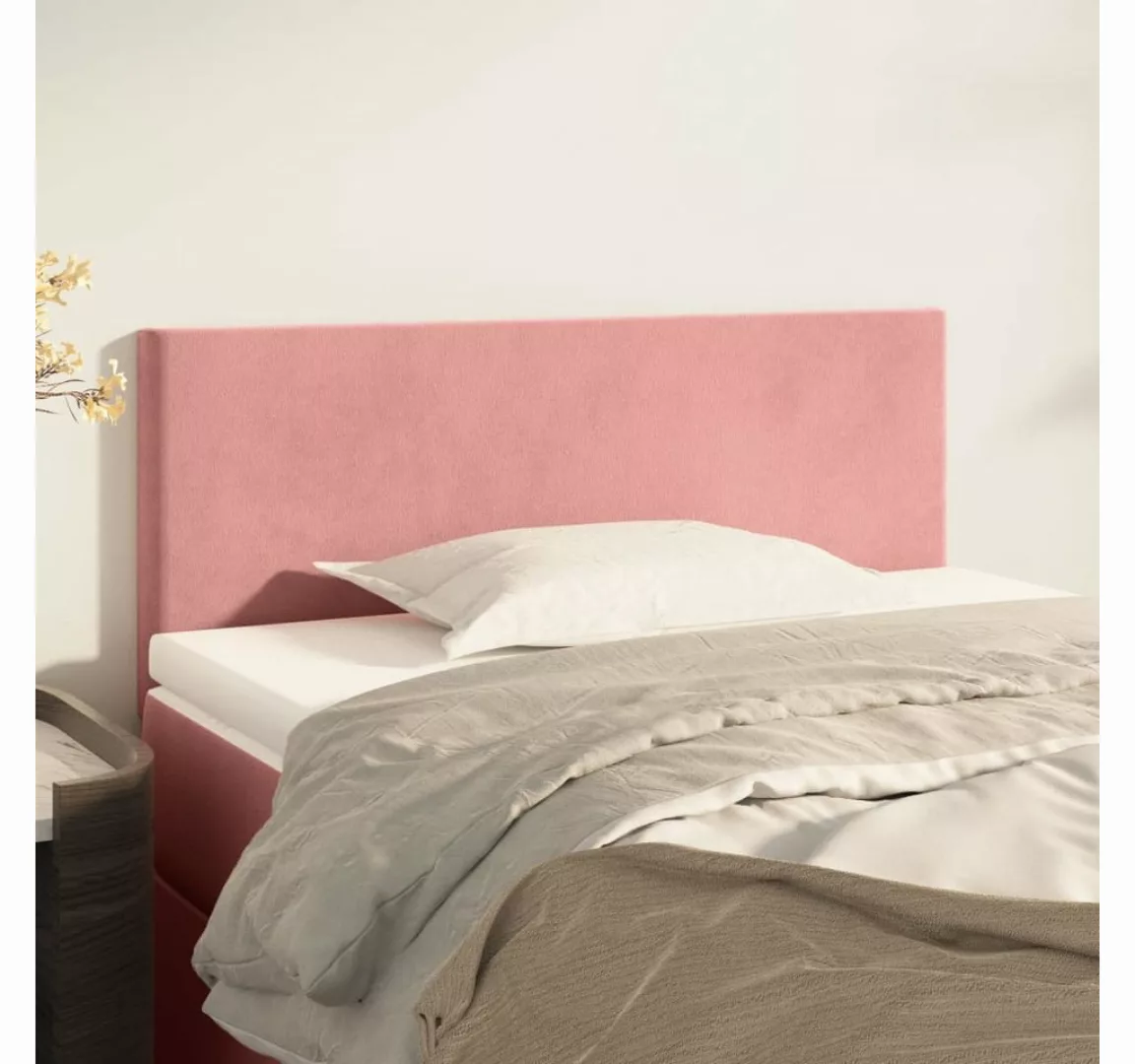 vidaXL Bett, Kopfteil Rosa 100x5x78/88 cm Samt günstig online kaufen