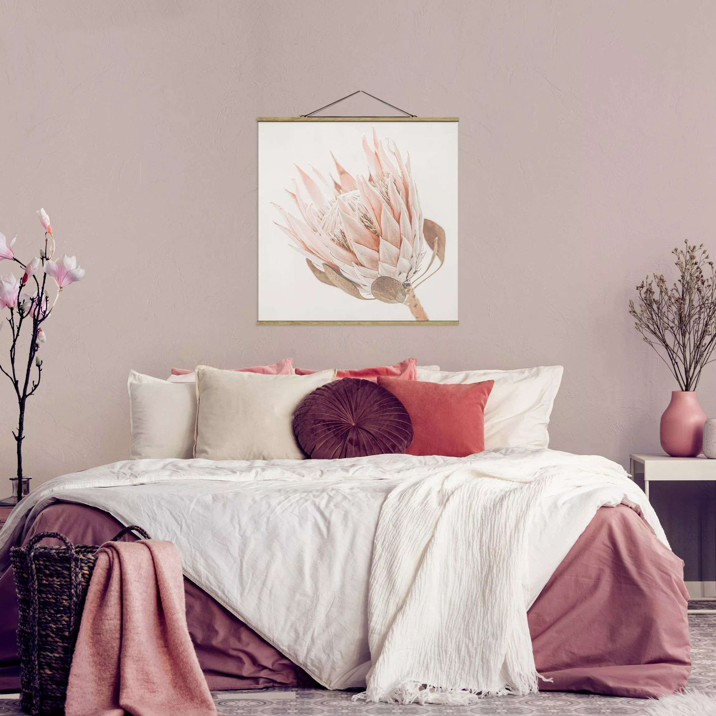 Stoffbild mit Posterleisten Protea Königin der Blüten günstig online kaufen
