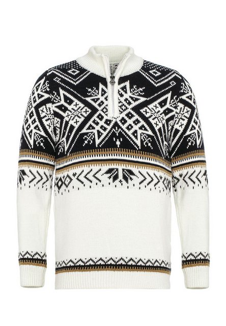 RedBridge Strickpullover Norweger Strickpullover Slim-Fit Stehkragen Weiß M günstig online kaufen