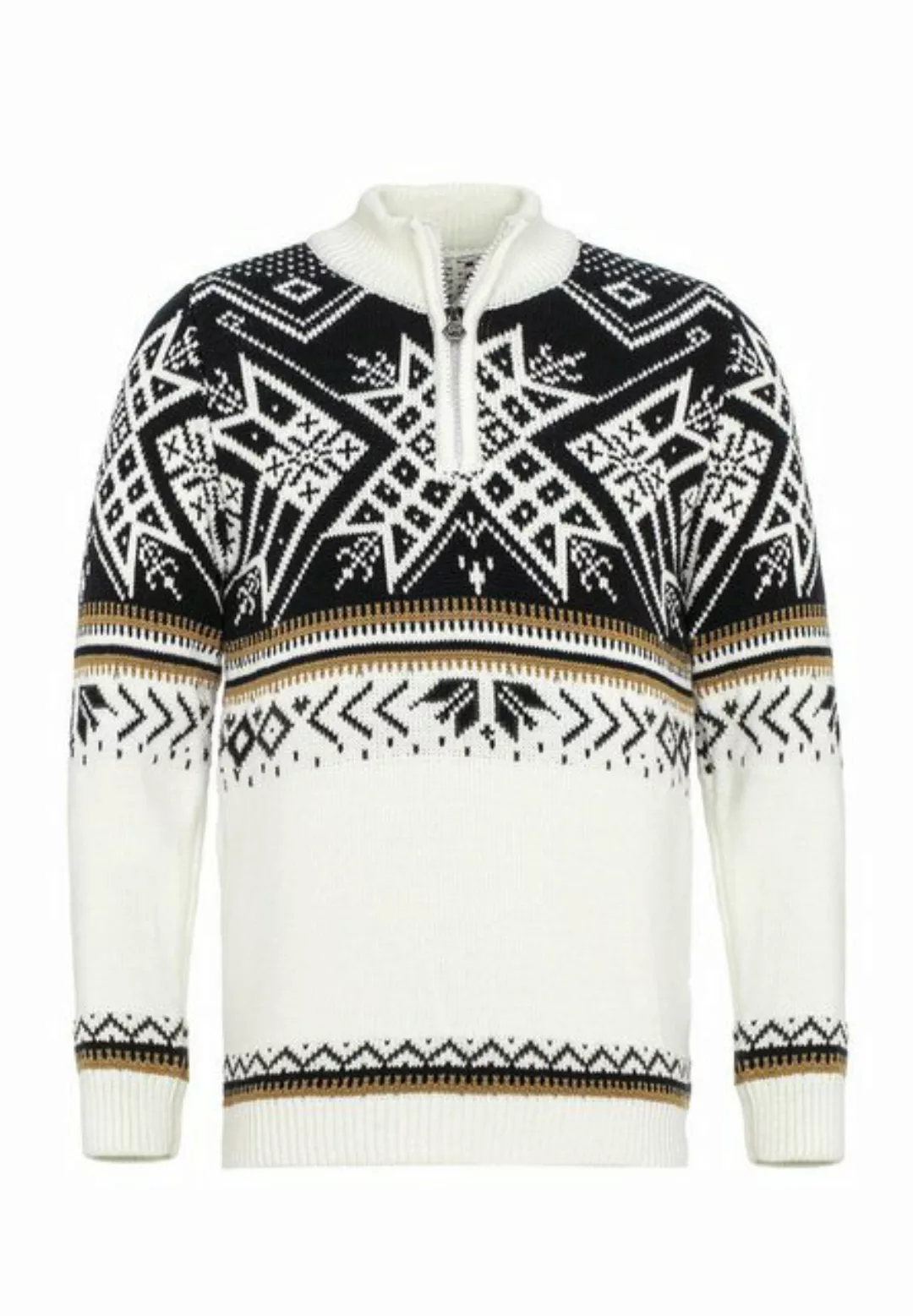 RedBridge Strickpullover Norweger Strickpullover Slim-Fit Stehkragen Weiß L günstig online kaufen