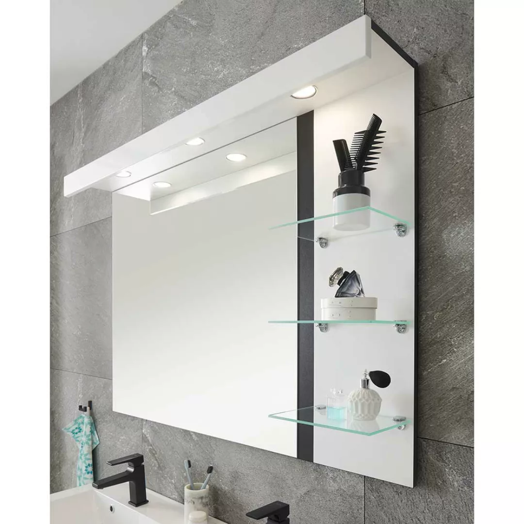 Badezimmerspiegel mit Glasablagen LED Beleuchtung günstig online kaufen