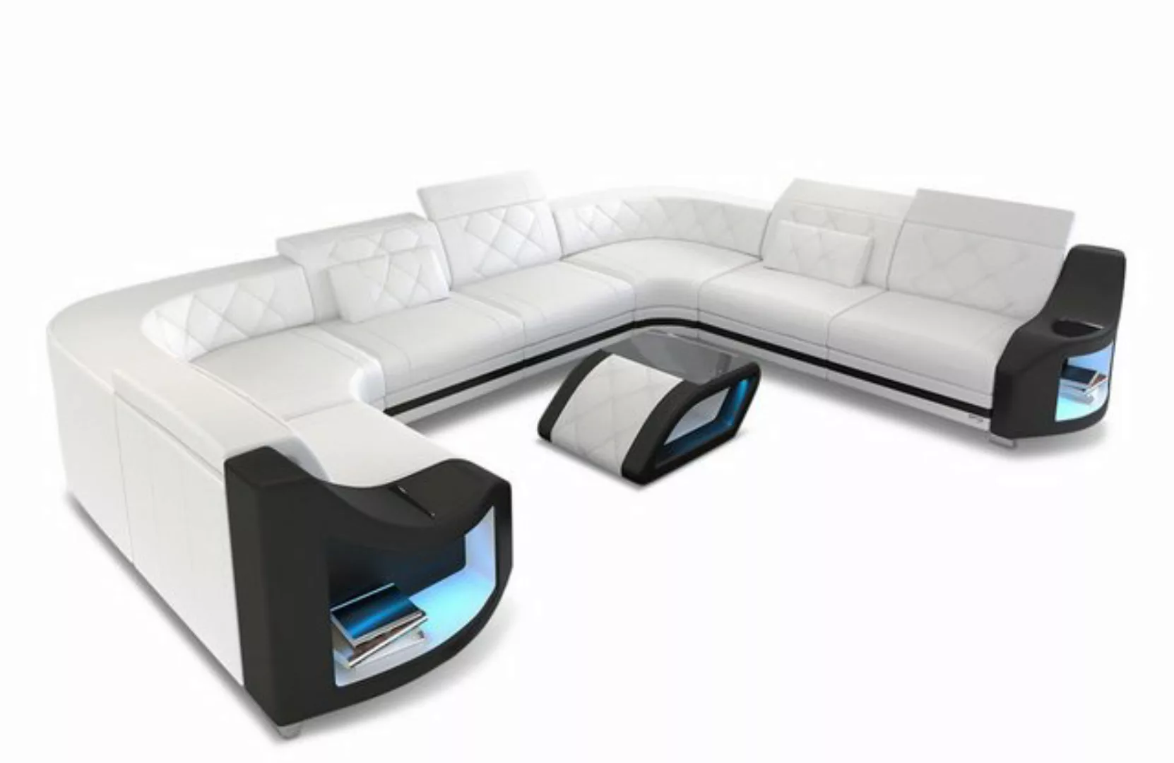 Sofa Dreams Wohnlandschaft Ledersofa Genua Mini U Form, Designersofa, Sofa günstig online kaufen